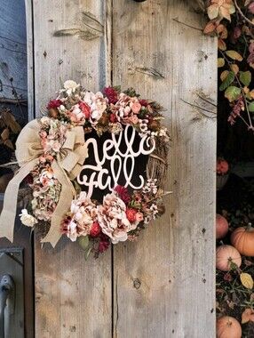 pink fall floral wreath